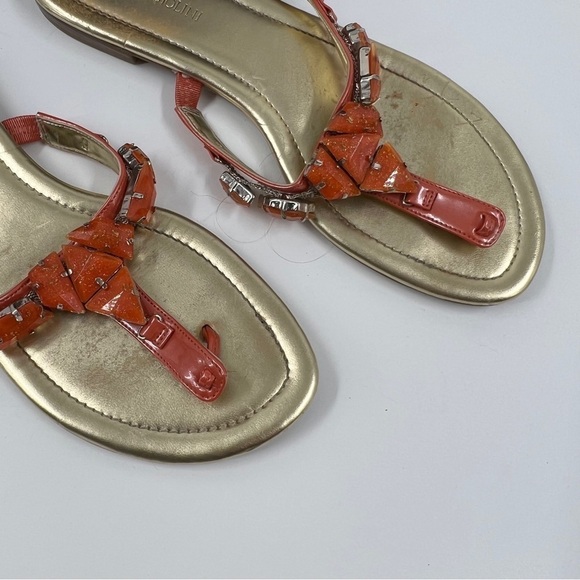 ✅ Enzo Angiolini LADIES ORANGE JEWELED SANDALS SIZE 9.5 BOX INCLUDED - Picture 5 of 6